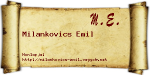 Milankovics Emil névjegykártya